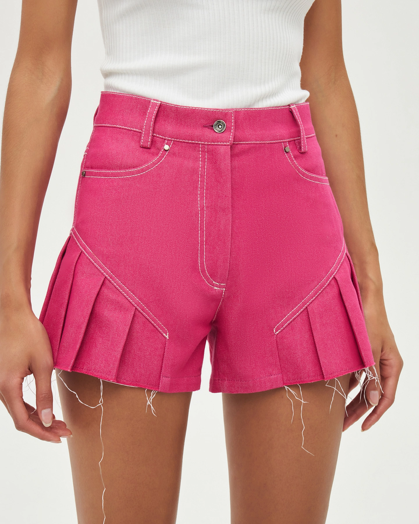 Шорты джинсовые со складками