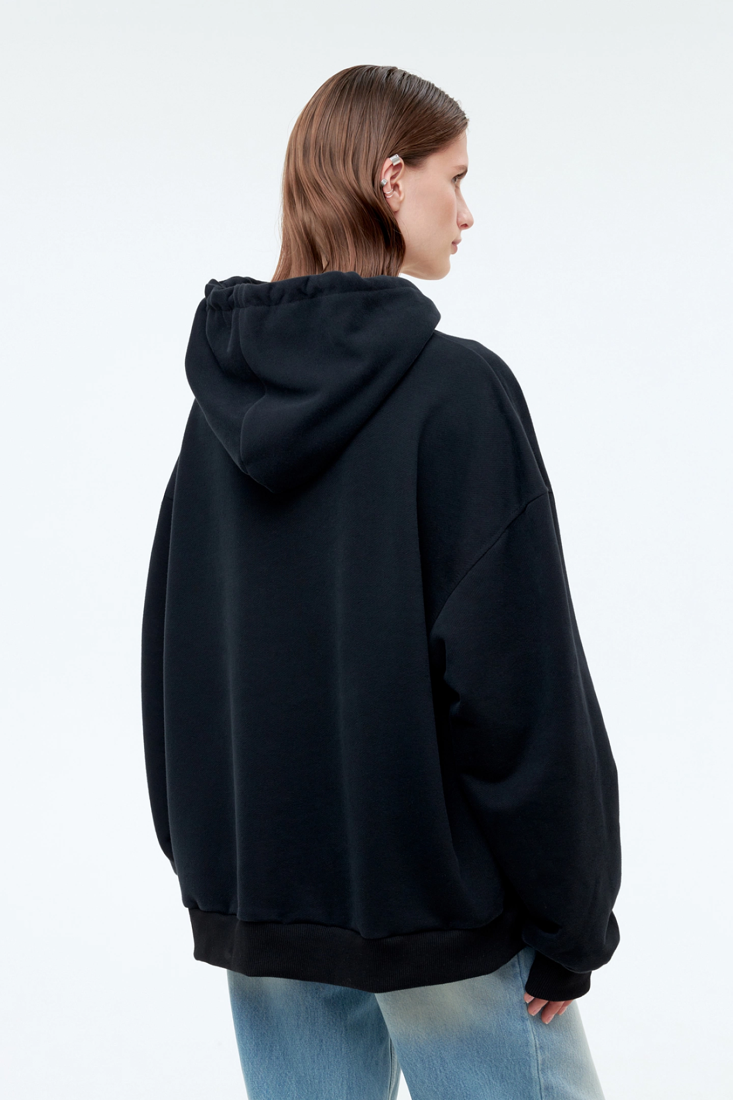 Худи объемный и брюки широкие из трикотажа