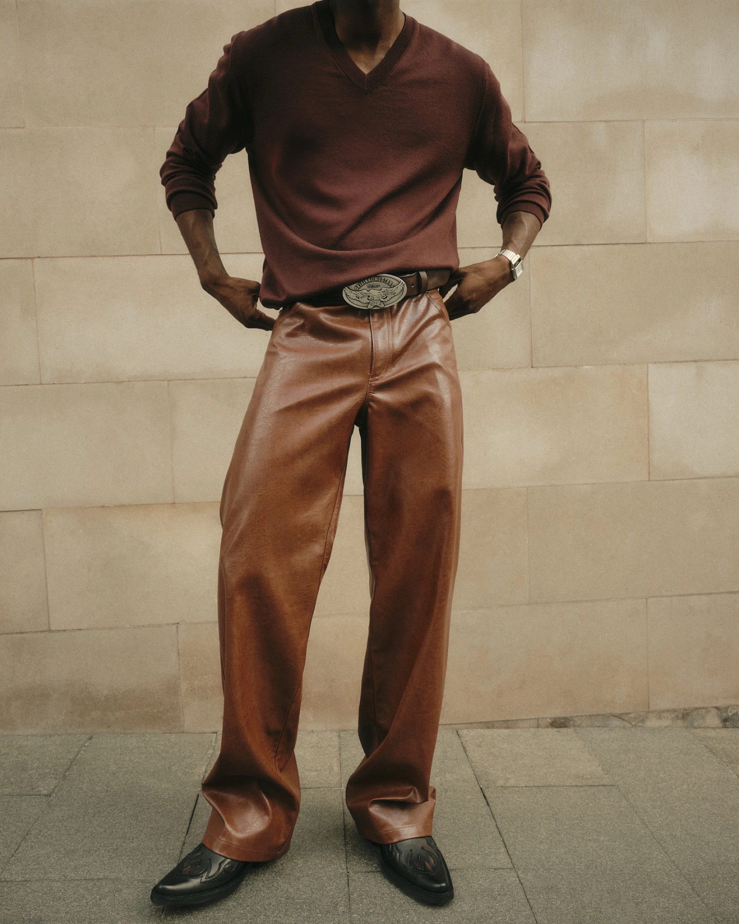 Брюки мужские из эко-кожи