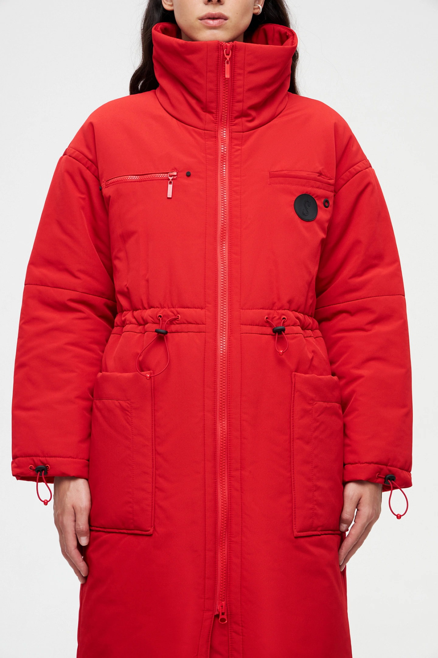 Пальто утепленное с кулисой на талии