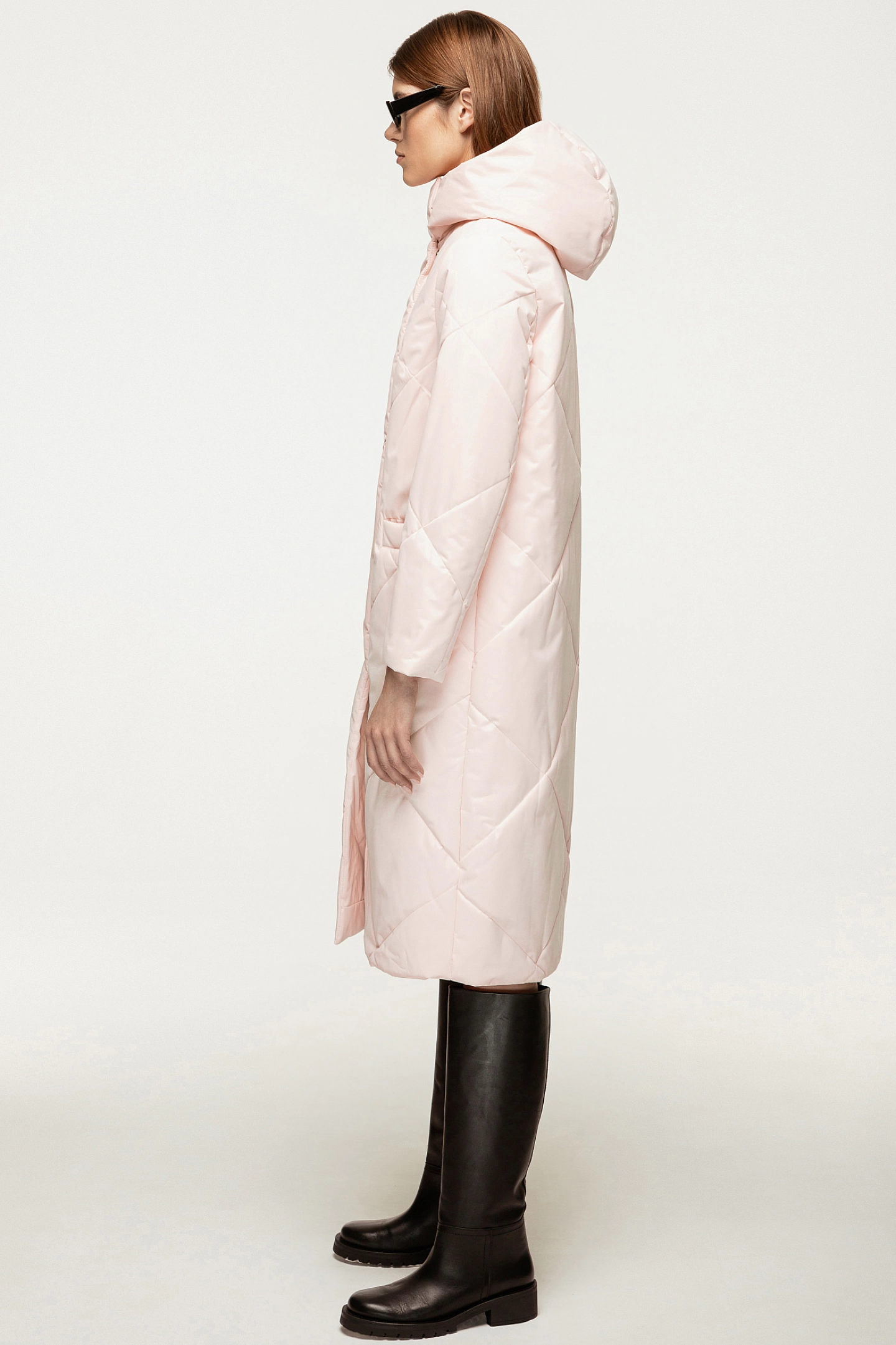 Пальто стёганное прямое с капюшоном