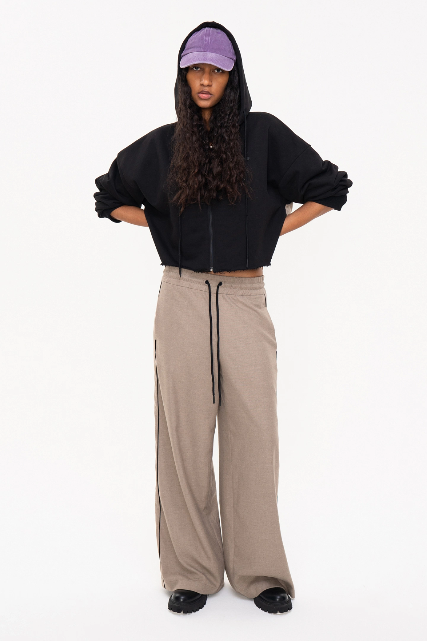 Худи с отделкой из фланели